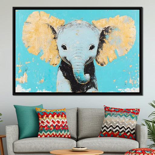 Elephant on Aqua Canvas Print