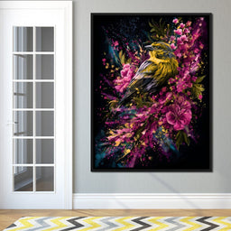 Radiant Finch Wildflower Burst - NicheCanvas
