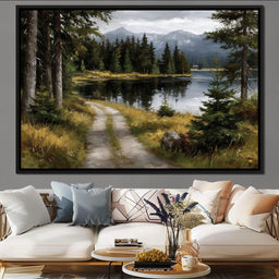 Alpine Lake Forest Pathway - NicheCanvas