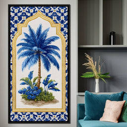 Tropical Elegance Blue Palm - NicheCanvas