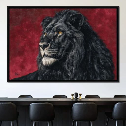 Midnight King Black Lion Portrait Canvas Print