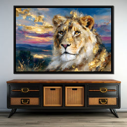 Golden Lioness Sunset Majesty - NicheCanvas