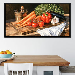 Rustic Kitchen Produce Preparation - NicheCanvas
