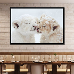 Winter Embrace Lion Cubs - NicheCanvas