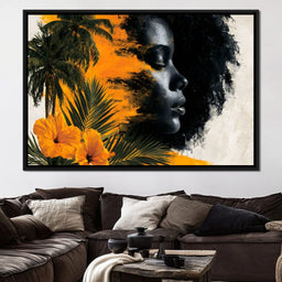 Golden Palms Dark Silhouette - NicheCanvas