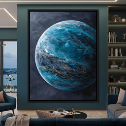 Celestial Ocean Planet Gold Veins - NicheCanvas