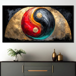 Golden Yin Yang Abstract Energy - NicheCanvas
