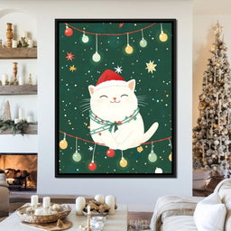 Jolly Santa Kitty Holiday Lights - NicheCanvas