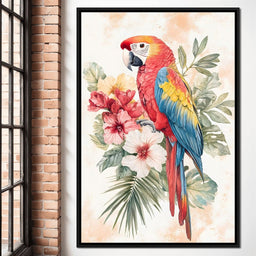 Tropical Parrot Floral Burst - NicheCanvas