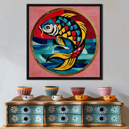 Colorful Koi Fish Mosaic Wave - NicheCanvas