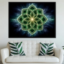 Celestial Green Knot Mandala - NicheCanvas