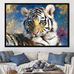 Golden Frost Tiger Portrait - NicheCanvas