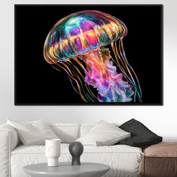 Iridescent Drift Through The Midnight Tide - NicheCanvas