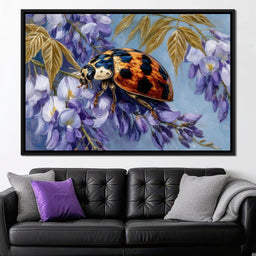 Ladybug On Wisteria Bloom - NicheCanvas
