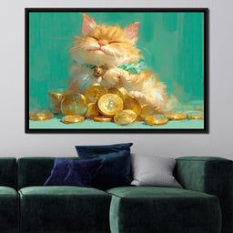 Golden Feline Fortune Dreams - Tanni Cylon - NicheCanvas