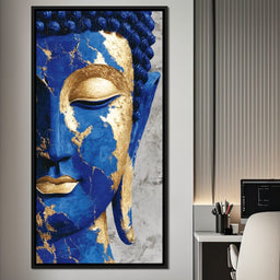 Cobalt Gold Buddha Portrait - NicheCanvas