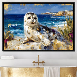 Coastal Seal Gold Brushed Sea - Neal Hackett - NicheCanvas