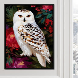 Snowy Owl Garden Blooming - NicheCanvas