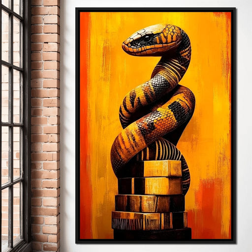 Coiled Snake Majesty on Sunlit Tower Canvas Print