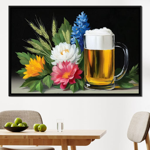 Golden Brew With Blossoms Canvas Print