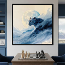 Snow Leopard Rising Through Moon Cloud - TooplesArt - NicheCanvas