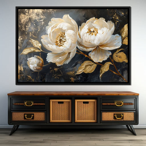 Golden Petals on Midnight Canvas Print