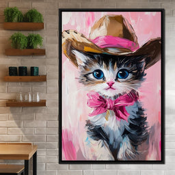 Cowboy Kitten Pink Bow Charm - NicheCanvas