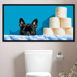 French Bulldog Bathroom Peek - NicheCanvas