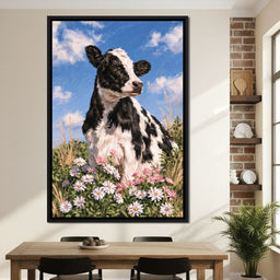 Gentle Pasture Cow Under Summer Skies - NicheCanvas