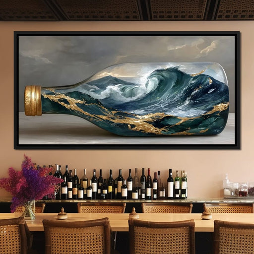 Gilded Ocean Storm Bottle Canvas Print