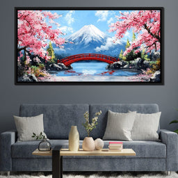 Cherry Blossom Bridge Tranquil Majesty - NicheCanvas