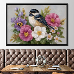 Chickadee Garden Blossom Song - NicheCanvas