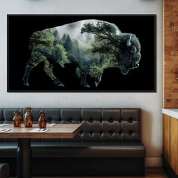 Bison Forest Spirit Silhouette - NicheCanvas