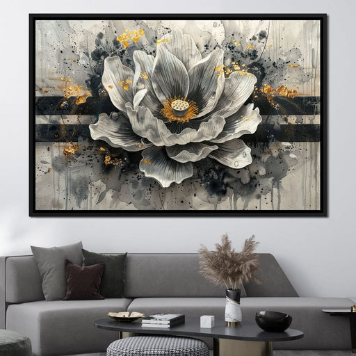 Golden Petal Monochrome Canvas Print