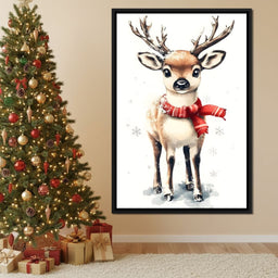 Snowy Baby Reindeer Holiday Charm - NicheCanvas