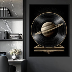 Saturn Vinyl Orbit Night Sky - NicheCanvas