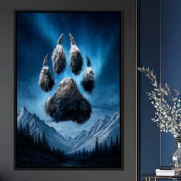 Celestial Wolf Paw Over Peaks - NicheCanvas