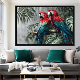 Tropical Macaw Duo Rainforest - NicheCanvas