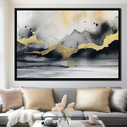 Golden Peaks Abstract Mist - NicheCanvas