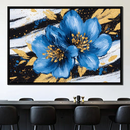 Blue Petals Midnight Bloom - NicheCanvas