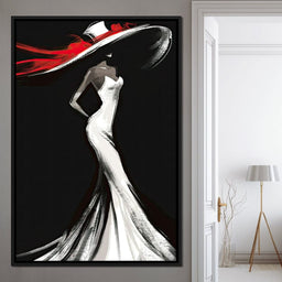 The White Dress - Elegant Silhouette in Red - NicheCanvas