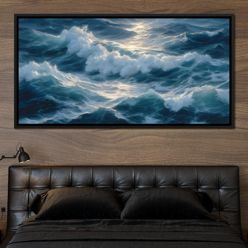 Sunlit Ocean Cresting Waves Canvas Print