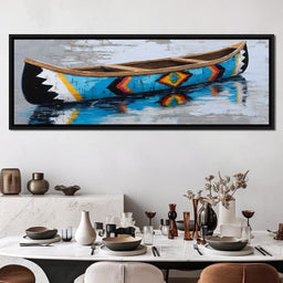 Reflections of a Painted Canoe - NicheCanvas