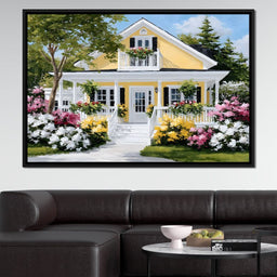 Sunlit Yellow Cottage Garden - NicheCanvas