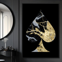 Golden Spade Deco Map - NicheCanvas