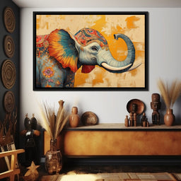 Elephant Splendor Floral Harmony - NicheCanvas