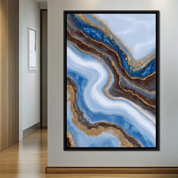 Blue Geode Gold River Flow - NicheCanvas