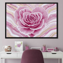 Rose Petal Heart Glow Gold - NicheCanvas