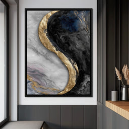 Gilded Moonstone Abstract Flow - NicheCanvas