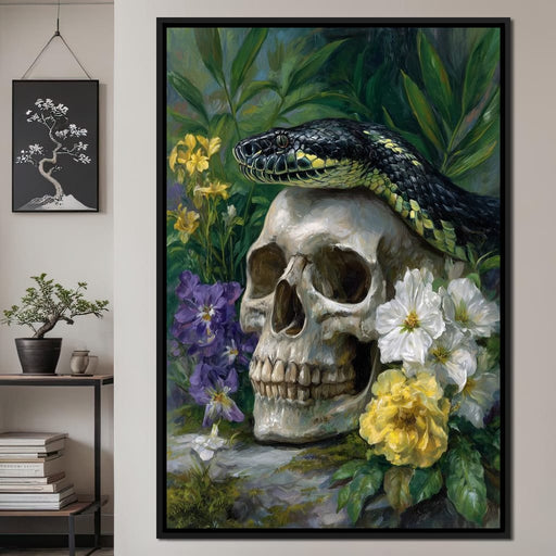 Serpent Crowned Skull Garden Canvas Print